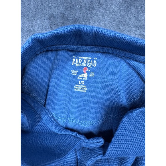 Lot of‎ 2 REDHEAD Polo Shirt Short Sleeve Red & Blue Button Up Men Large preppy - Picture 13 of 15